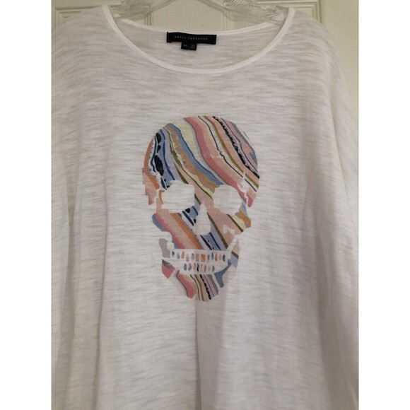 Jizelle Skull and Cashmere Top t-shirt White Short Sleeve Casual Summer Small - Picture 6 of 8